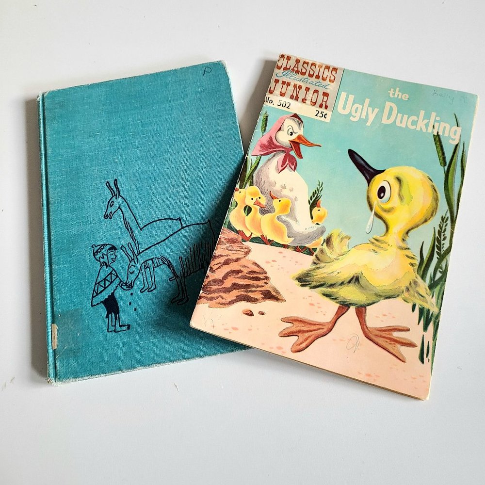 2 vintage kids books 1950s-1960s. The ugly Duckling. At the Palace Gates.